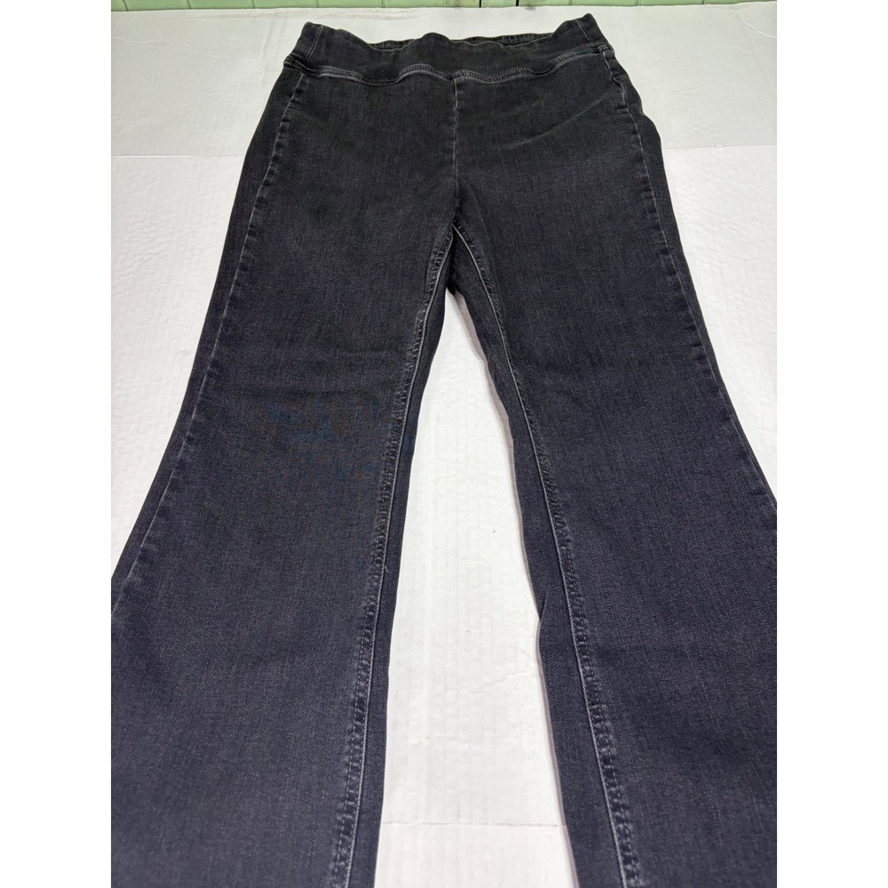 Old Navy High Rise Weekender Flare Jeans Charcoal Gray Pull On Denim Size 8